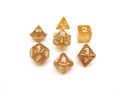 #ad Polyhedral 7 Die Glitter Dice Set Yellow $5.19