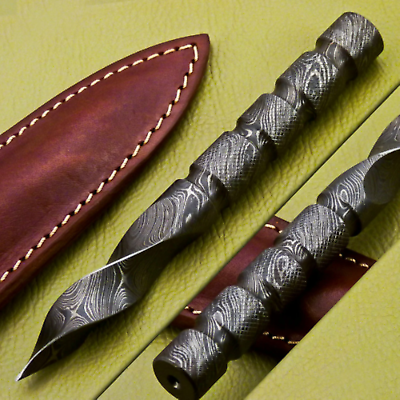 #ad Handmade Damascus Twisted Spiral Fixed Blade Dagger Kris Blade Knife w t Sheat $22.49