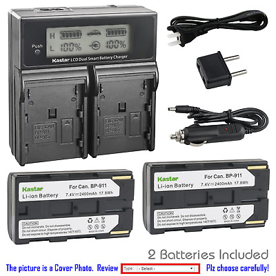 #ad Kastar Battery LCD Dual Fast Charger for Canon BP 911 BP 945 BP 950 Battery $29.99
