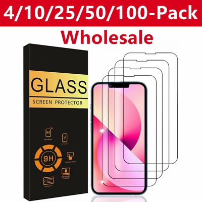#ad Wholesale LOT Tempered Glass Screen Protector for iPhone 15 Pro Max 14 13 12 11 $12.99