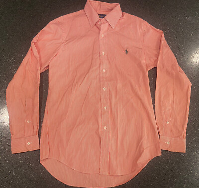 #ad Mens Ralph Lauren Orange and White Button Down size small $19.99