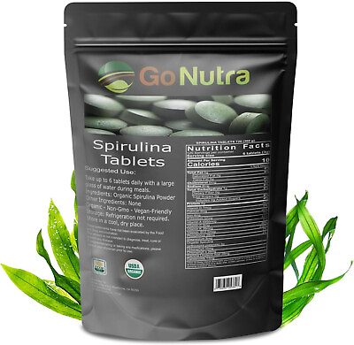 #ad Spirulina Tablets Organic 3000mg Per Serving 720 Tablets 4 month supply Go Nutra $24.90