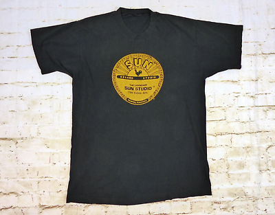 #ad Vintage Sun Records T Shirt XL Black Single Stitch Memphis Tennessee Distressed $35.00