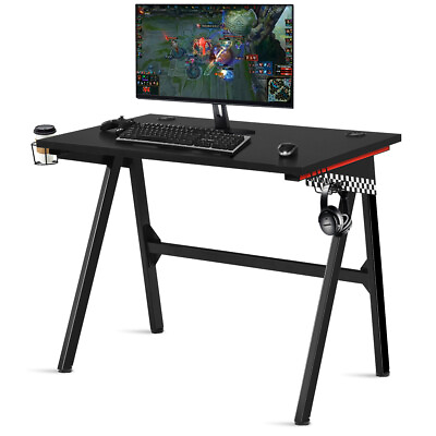 Gaming Desk PC Table Computer Desk w Cup Holder amp; Headphone Hook for Home Black $69.49