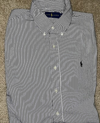#ad Mens Ralph Lauren Long Sleeve Striped Button Front Shirt Size Large LG L EUC $17.99