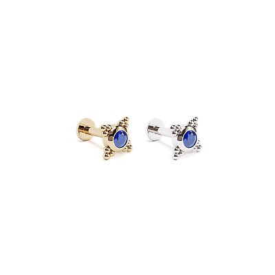 #ad 14K REAL Solid Gold Sapphire Granule Bead Stud Helix Tragus Cartilage Earring $120.00