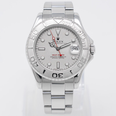 #ad Rolex Yacht Master 35 168622 Platinum amp; Steel Watch Platinum Dial Oyster ... $6493.04