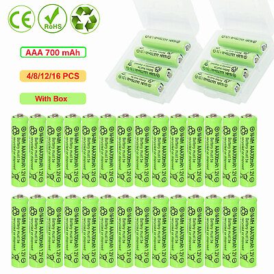 #ad LOT 1.2v Ni Mh AAA Rechargeable Batteries 700mAh AAA Battery 4 8 12 16 Pack Box $10.59