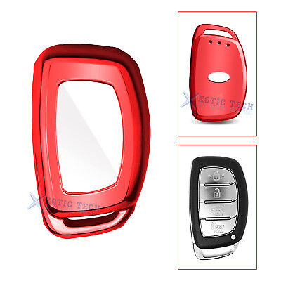 #ad Set Red TPU Full Protect Remote Smart Key Cover Case For Hyundai Elantra Sonata $15.99