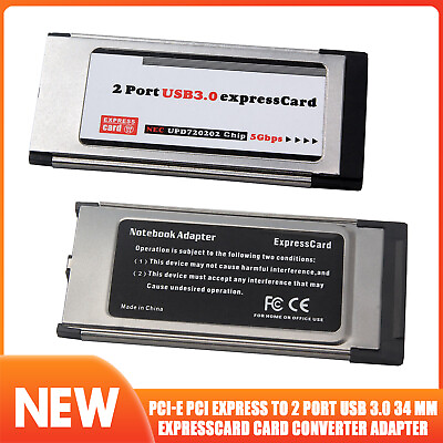 #ad PCI E PCI Express To 2 Port USB 3.0 34 mm Expresscard Card Converter Adapter oV $11.01