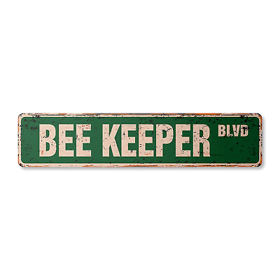 #ad BEE KEEPER Vintage Street Sign Metal Plastic honey hive hornets honeybee $10.99
