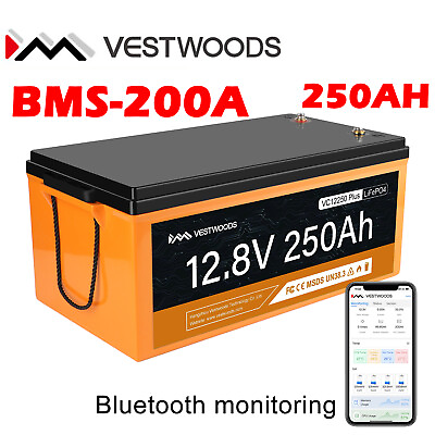 #ad 12V 250AH LiFePO4 200A BMS Bluetooth App Lithium Battery 3200Wh Bluetooth RV $499.00