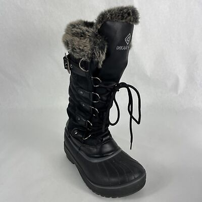 #ad Dream Pairs Boots Youth 5 Womens 7 Black Avalanche 1 Fur Lined Quilted Winter $25.51
