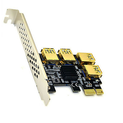#ad New 4 Ports PCIe Riser Adapter Board PCI E 1x to 4 USB 3.0 PCI E Rabbet GPU US $26.45