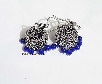 #ad Blue small Earrings Traditional Earrings handmade Earrings jhumka fashion wear $2.99