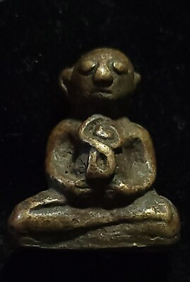 #ad Thai amulet phra pidta brass size 3 cm. old authentic rare luck. $40.00