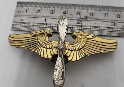 #ad WWII US Army Air Corps Pilot Cadet Hat Badge Wings Original $36.00