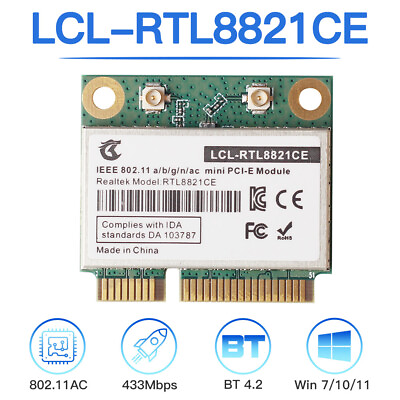 RTL8821CE Wireless mini pcie wifi bluetooth card 802.11ac Dual Band 2.4G 5G Card $7.91