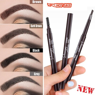 #ad Waterproof Microblading Eye Brow Eyeliner Eyebrow Pen Brush Makeup Pencil 2023 $1.13