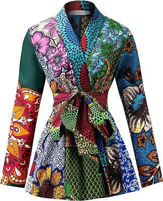 #ad SHENBOLEN Women African Traditional Batik Print Long Sleeve Shirt Dashiki Casual $98.80