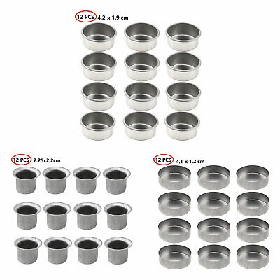 #ad 12x Round Metal Candle Cup Holder Tapered Wax Candles Cups FOR Candle Making $8.45