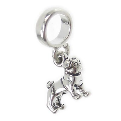 #ad TINY Pug dog sterling silver charm on bead fitting .925 x 1 Pugs GBP 12.99