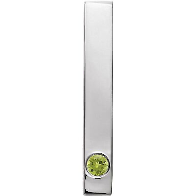 #ad Sterling Silver Natural Peridot Family Engravable Bar Pendant $106.60