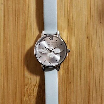 #ad Olivia Burton OB16AM149 With 30mm Silver Face With 3D Bee amp; Sage Green Band $75.00