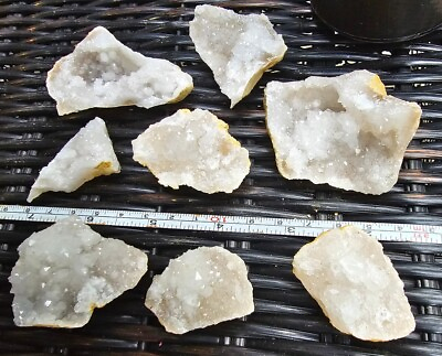 #ad Lot Of 8 Beautiful Sparkling Druzy Crystal Geode Specimen $28.00