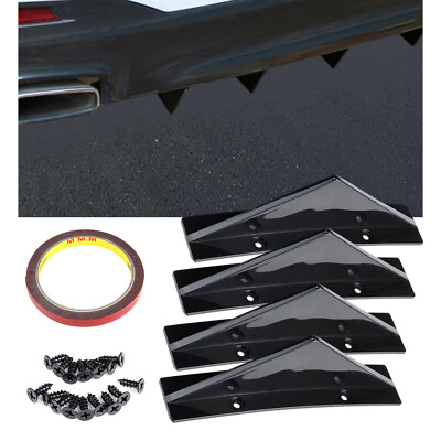 #ad 4x Lower Bumper Rear Body Diffuser Shark Kit ABS Fin Spoiler Black Universal $12.09