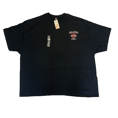 #ad Harley Davidson Men#x27;s T Shirt Black Size 5XL Orlando FL Skull Logo NEW $20.76