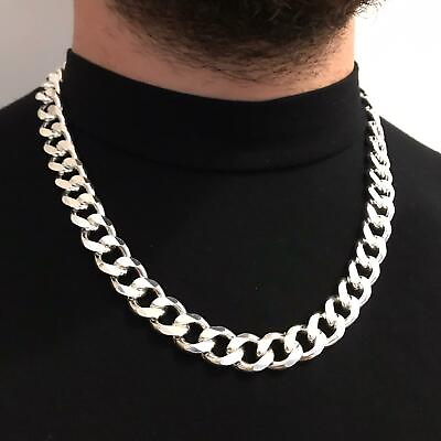 #ad NEW 925 Sterling Silver Mens Cuban Tight Curb Chain Necklace 13.5mm 162GR 24Inch $384.00