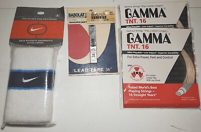 #ad Tennis accessories lot Gamma Strings Lead Tape NIKE double wide wristbands $40.00