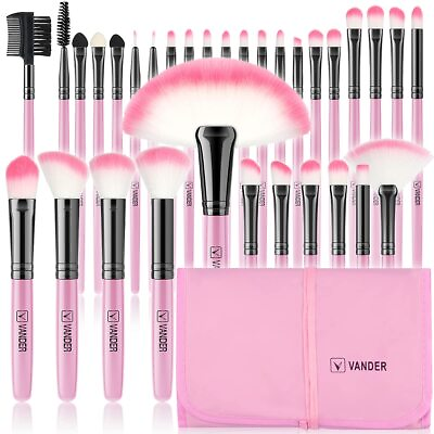 #ad Makeup Brushes 32pcs Professional Soft Synthetic Kabuki Cosmetic Eyebrow Sha... $15.05