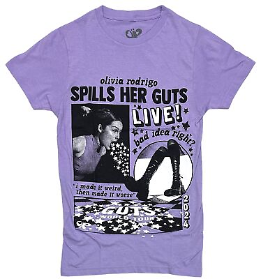 #ad Olivia Rodrigo Women#x27;s Pop Guts Collage Tee T Shirt in Violet $16.99