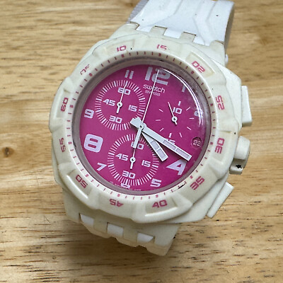 #ad Retro Swatch Swiss Quartz Watch Montre SUIW406 Men White Chronograph New Battery $88.88