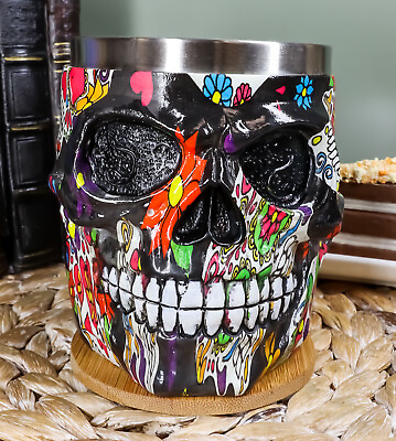 #ad Ebros Black Day of The Dead Sugar Skull Coffee Mug 13Oz Novelty Tankard Cup $24.99