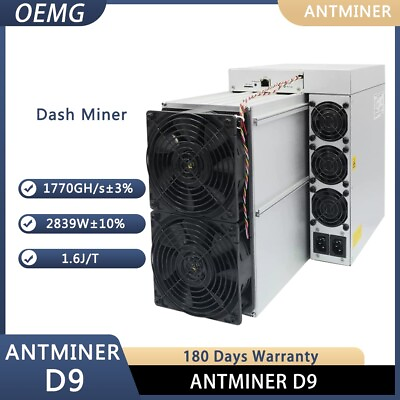 #ad Bitmain Antminer Dash Miner D9 Hashrate 1770G Power 2839W Bulid in PSU $9600.00