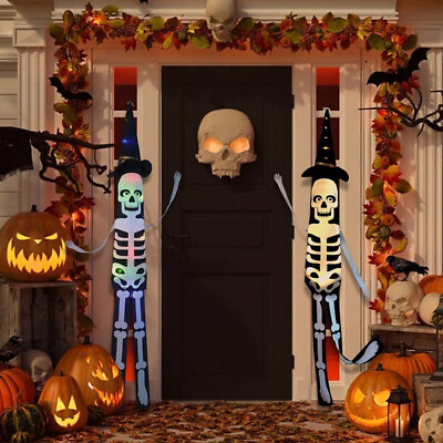 #ad LED Halloween Decoration Flashing Light Hanging Skull Horror Pumpkin Lantern USA $8.59
