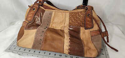 #ad Fossil Genuine Leather Patchwork Bag Purse With Key 75082 $38.95