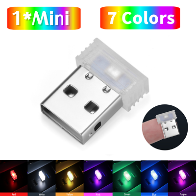 #ad 1x Mini USB RGB LED Car Interior Light Neon Atmosphere Ambient Lamps Accessories $3.79