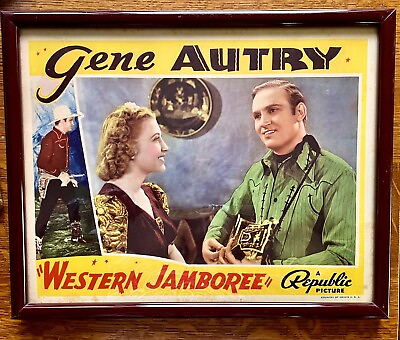 #ad GENE AUTRY “Singing Cowboy” ORIGINAL 1938 “WESTERN JAMBOREE” Lobby Card Framed $55.00