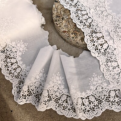 #ad Embroidered cotton Lace trim 75 14 inches 19 35 cm wide for Bridal Crochet $6.00