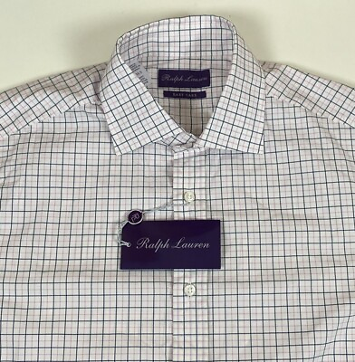 #ad NWT Ralph Lauren Purple Label Men#x27;s Easy Care Dress Shirt Sz 15.5 34 35 Grid $179.99