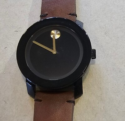 #ad Movado Bold Watch With 42mm Black Face amp; Brown Leather Band $197.00