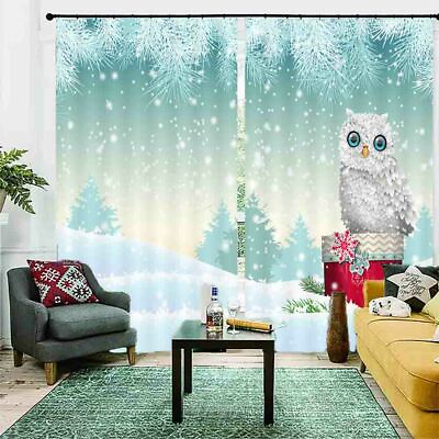 #ad Snow Lovely Standing Owl 3D Blockout Photo Print Curtain Fabric Curtains Window AU $399.00