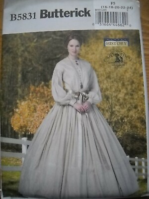 #ad Civil War Costume Dress Petticoat Miss Size 16 24 Butterick 5831 Sewing Pattern $11.34
