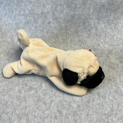 #ad Pugsly is a light brown pug dog with black button eyes and a black nose. Pre O $11.99