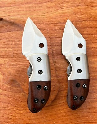 #ad 2Pcs Handmade Stainless Mini Folding Pocket Knife For Camping Hunting amp; Fishing $85.99