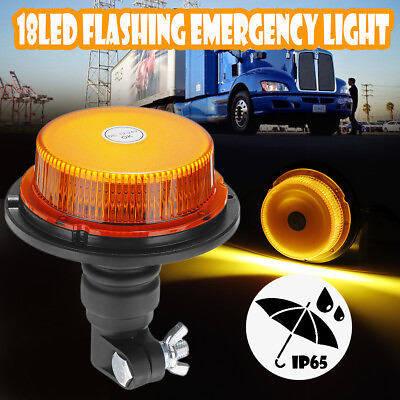 #ad 12 24V Flashing Amber LED Beacon Flexble Din Pole Mount Tractor Warn Light Lamp $28.85